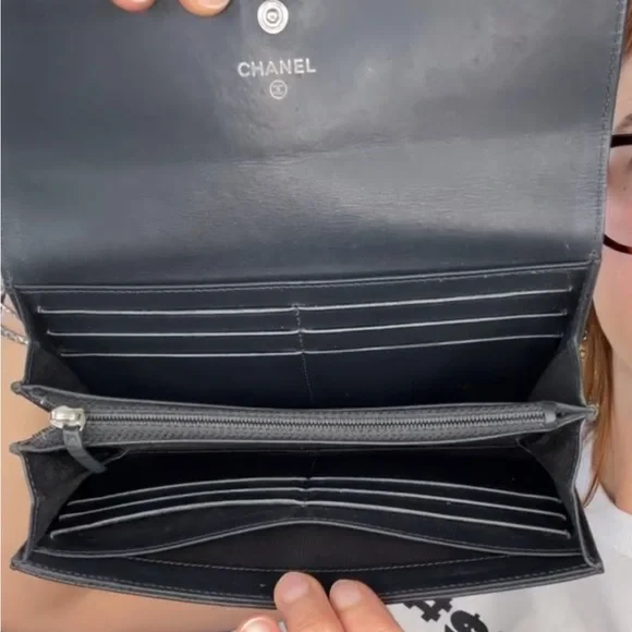 Auth CHANEL Cavuar Leather Long Wallet with Box and Card/ Holo - Picture 3 of 3